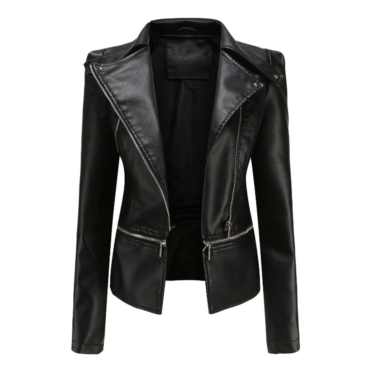 GIOIO - Chaqueta mujer de PU con bajo desmontable elegante casual