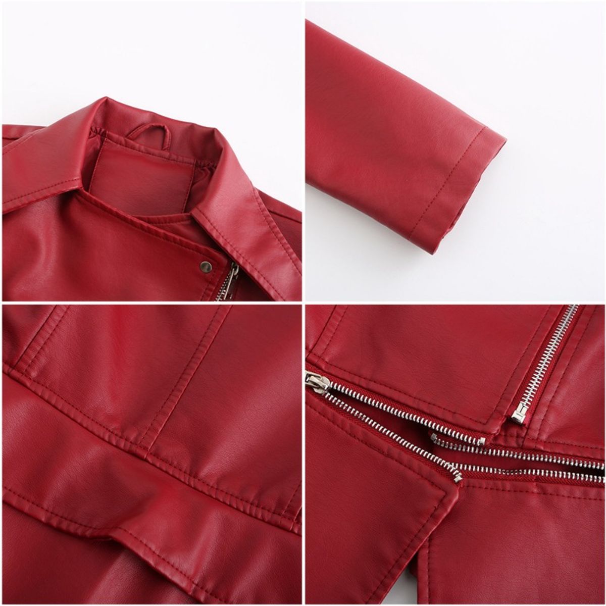 GIOIO - Chaqueta mujer de PU con bajo desmontable elegante casual