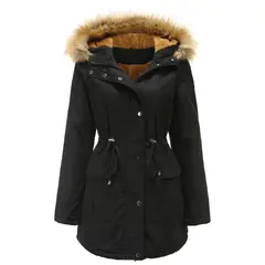 GIOIO - Abrigo Mujer Talla Grande Capucha Peluda Forro Polar Invierno