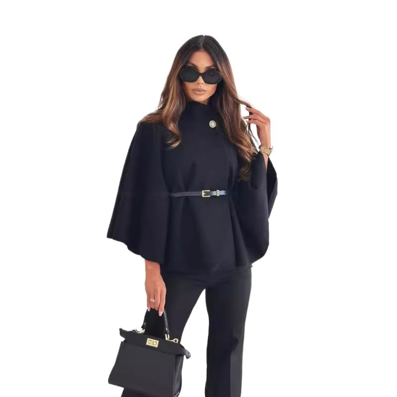 GIOIO - Capa mujer de lana solida elegante otoño invierno