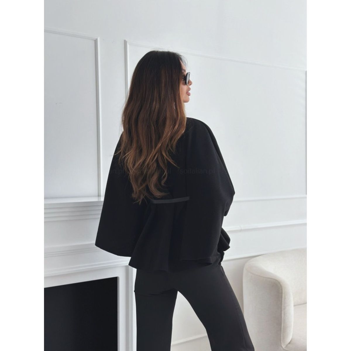 GIOIO - Capa mujer de lana solida elegante otoño invierno