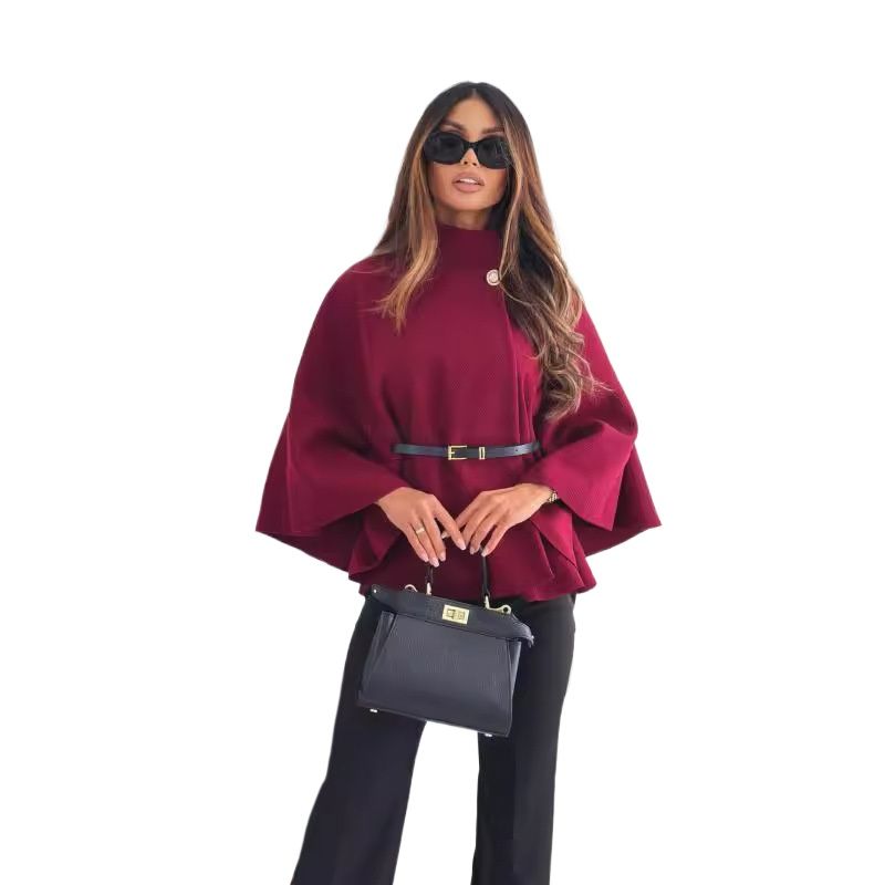 GIOIO - Capa mujer de lana solida elegante otoño invierno
