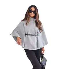 GIOIO - Capa mujer de lana solida elegante otoño invierno