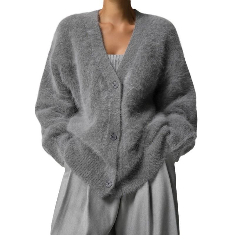 GIOIO - Cardigán Mujer Peluche Manga Larga Oversized Otoño Invierno