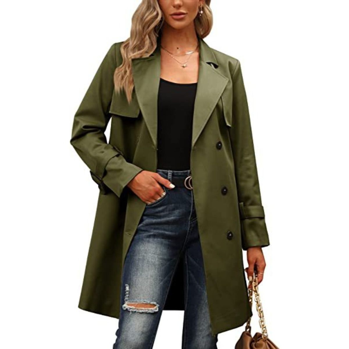 GIOIO - Abrigo Mujer Doble Botonadura Casual Entallado Otoño Invierno