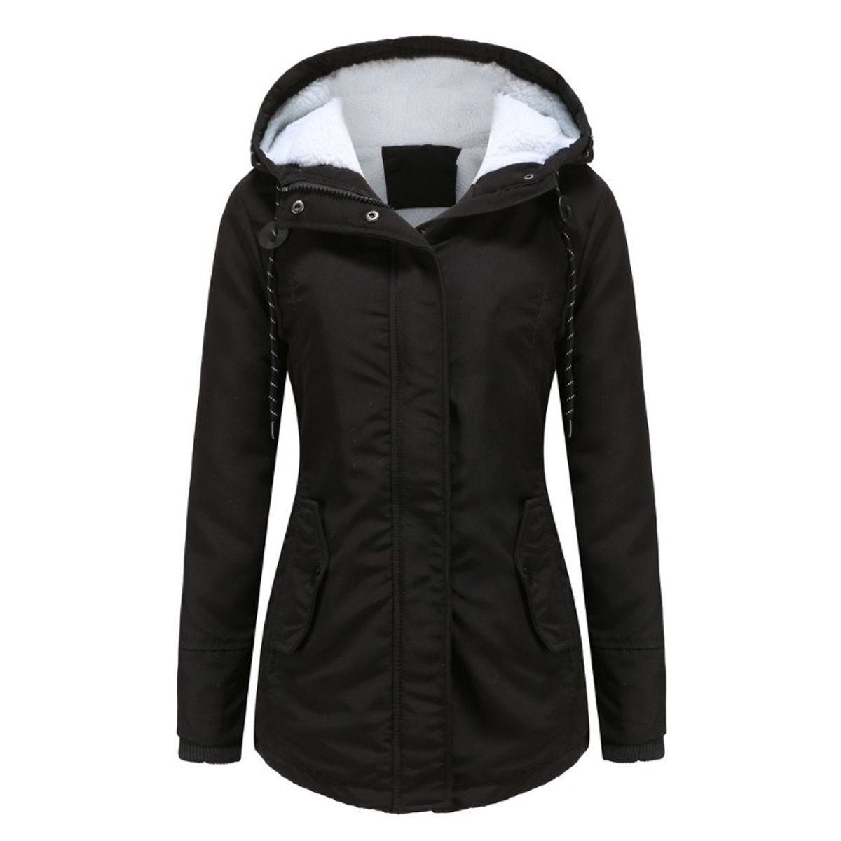 GIOIO - Parka Mujer Peluche Capucha Forro Polar Grueso Invierno