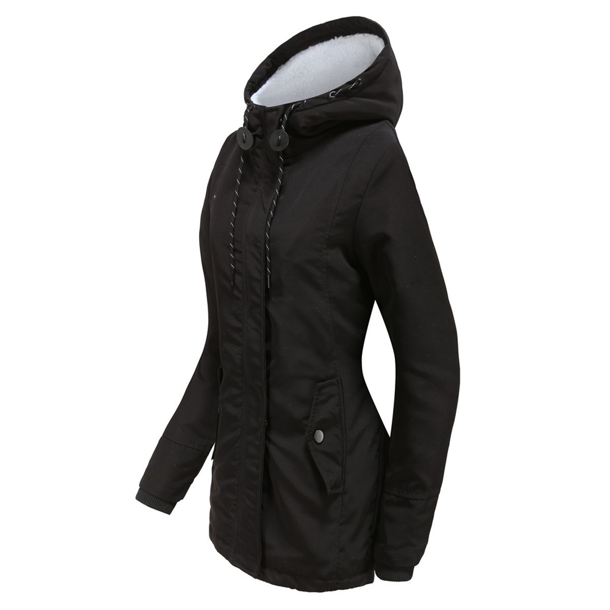 GIOIO - Parka Mujer Peluche Capucha Forro Polar Grueso Invierno