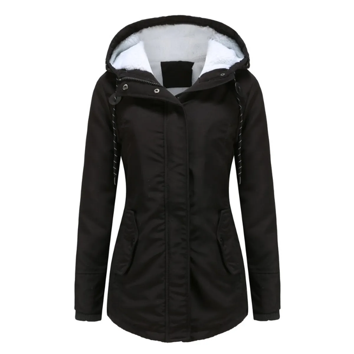 GIOIO - Parka Mujer Peluche Capucha Forro Polar Grueso Invierno