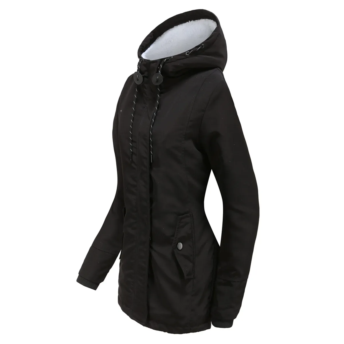 GIOIO - Parka Mujer Peluche Capucha Forro Polar Grueso Invierno