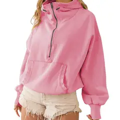 GIOIO - Chaqueta Mujer Capucha Cremallera Cordón Manga Larga Casual Deportivo