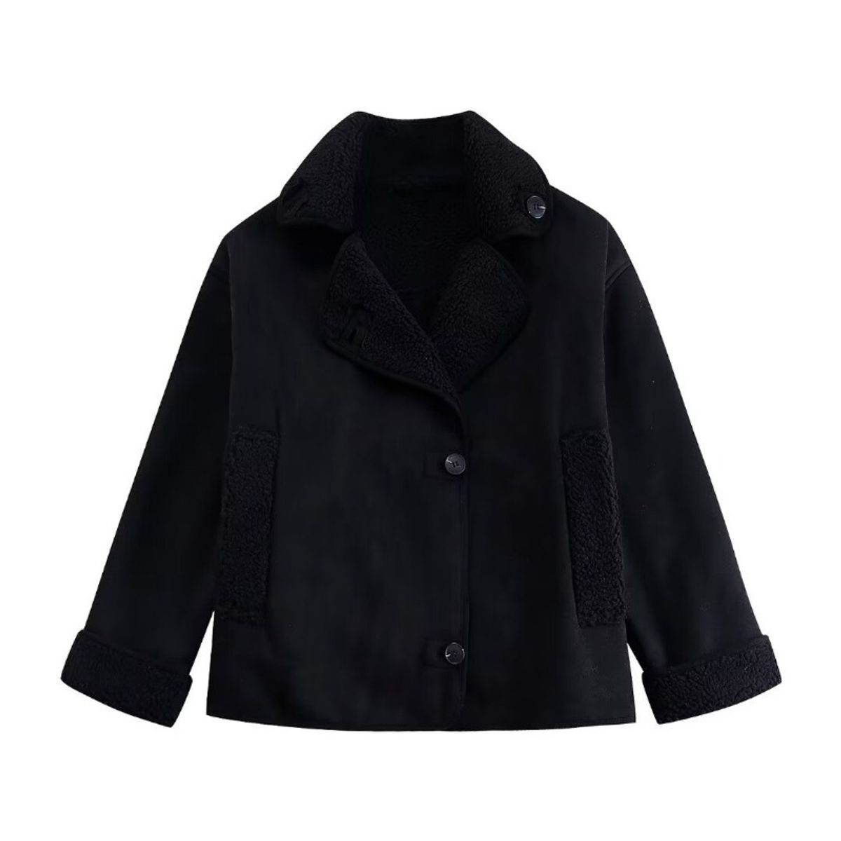 GIOIO - Chaqueta Mujer Piel y Pelo Holgado Abrigado Otoño Invierno