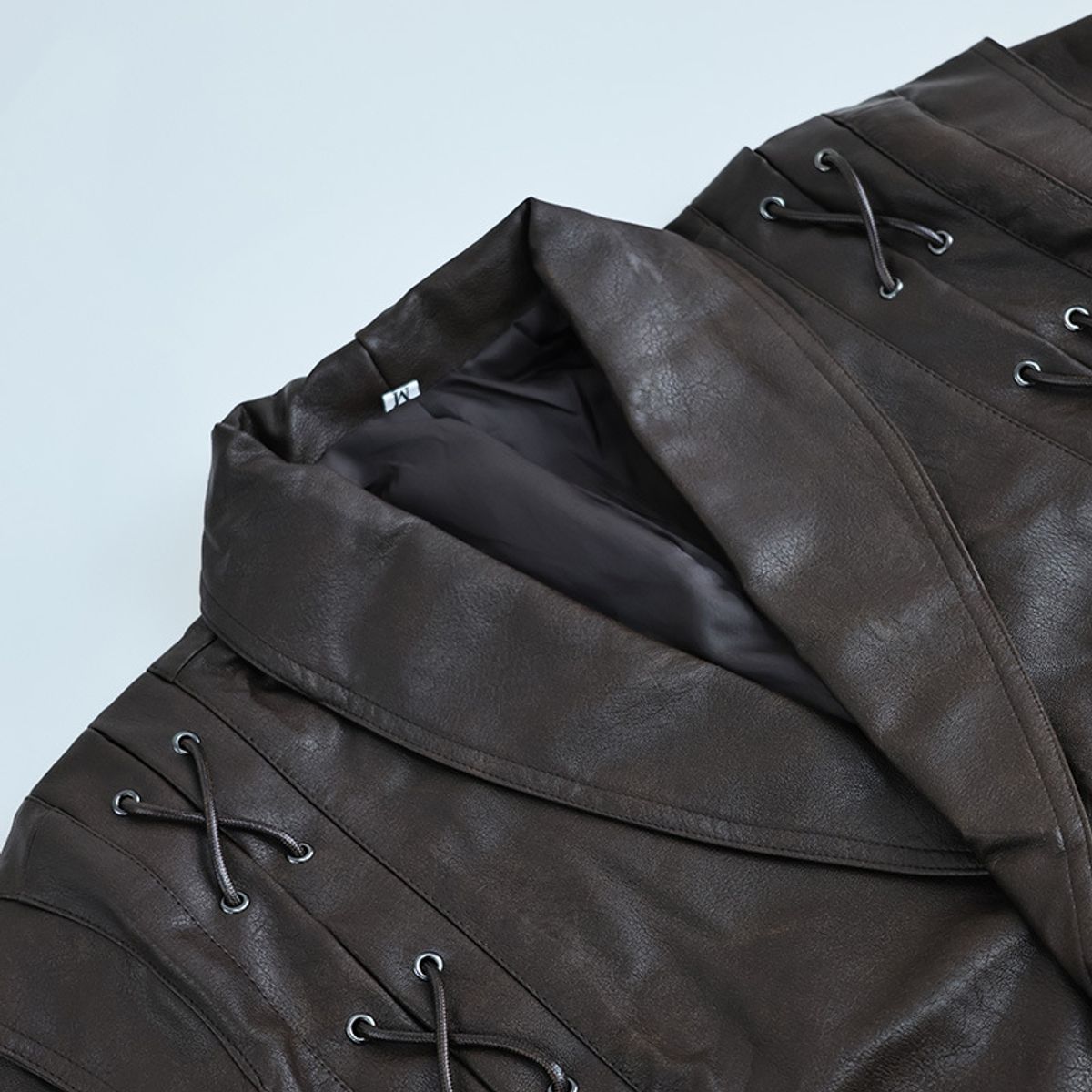 GIOIO - Chaqueta Mujer Piel Solapa Cordón Manga Larga Estilo Urbano Elegante