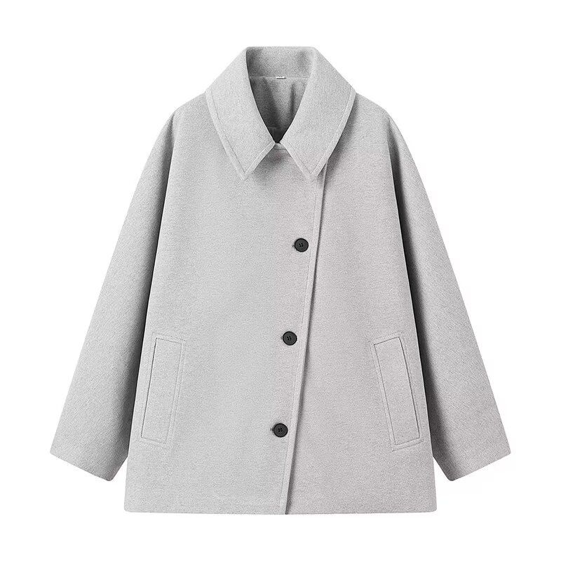 GIOIO - Chaqueta Mujer Peluche Solapa Botón Simple Holgado Invierno
