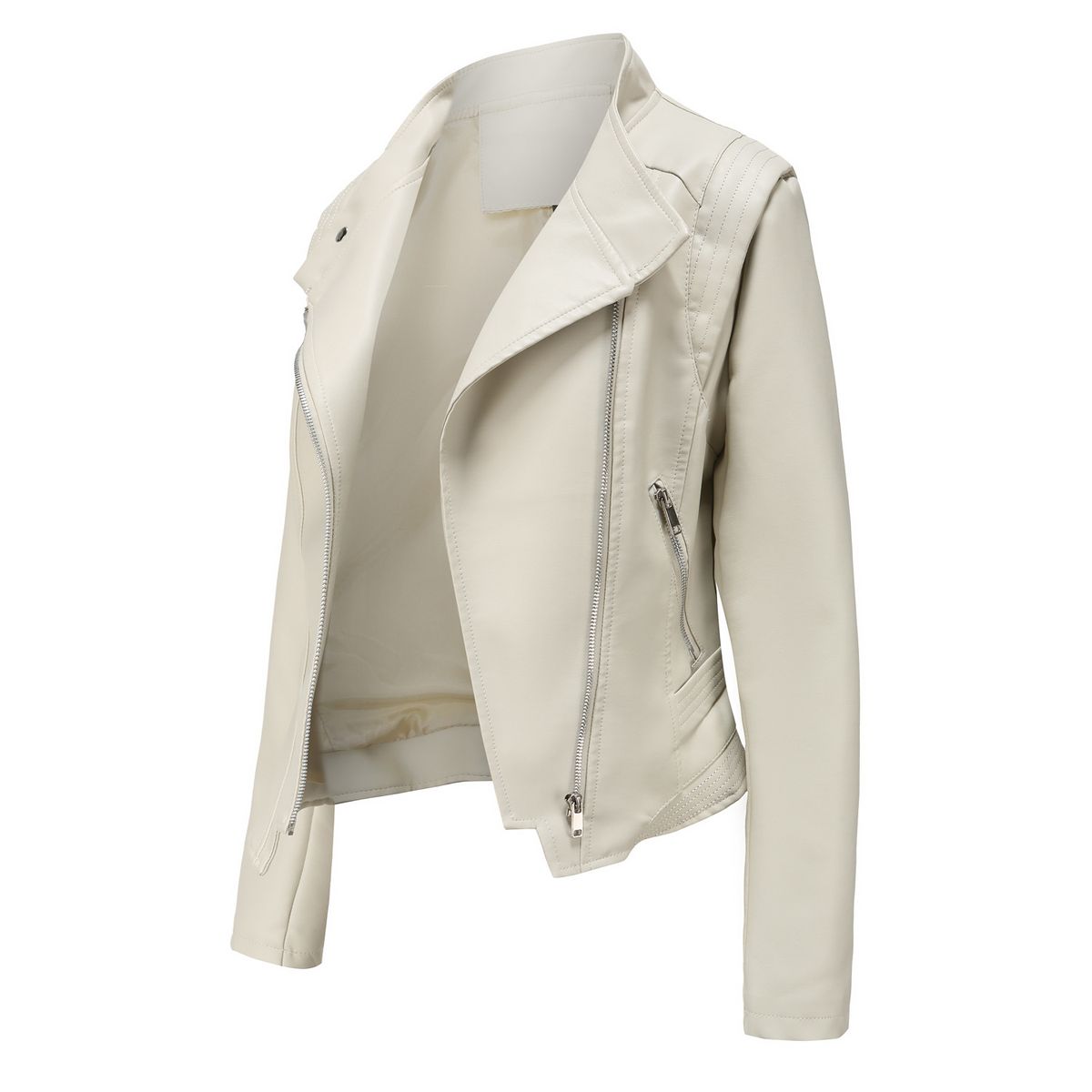 GIOIO - Chaqueta PU Mujer Ajustada Primavera Otoño Manga Larga