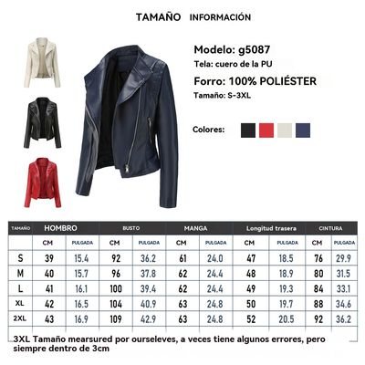 Imagen 2 del producto Chaqueta PU Mujer Ajustada Primavera Otoño Manga Larga