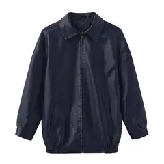 GIOIO - Chaqueta Cuero Mujer Oversize Primavera Otoño Manga Larga Moda
