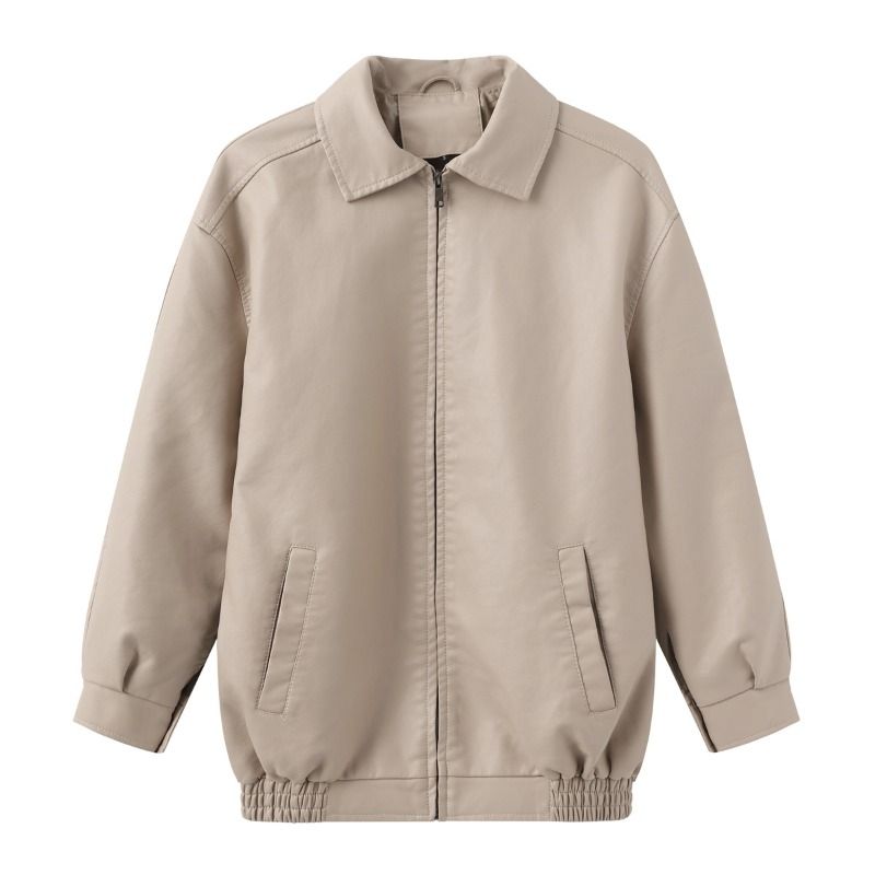 GIOIO - Chaqueta Cuero Mujer Oversize Primavera Otoño Manga Larga Moda