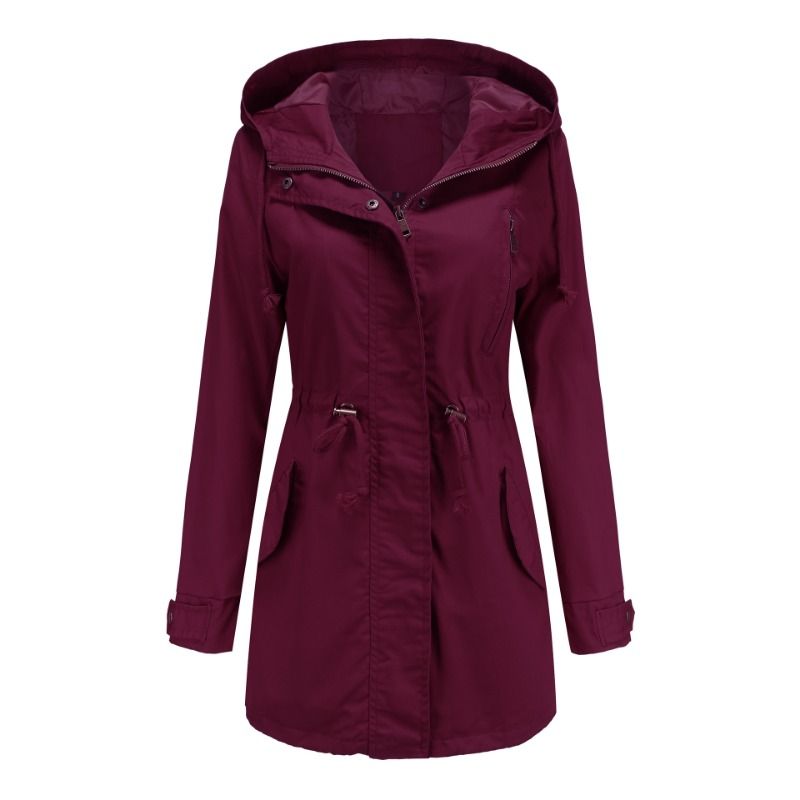 GIOIO - Abrigo Mujer Algodón Capucha Trench Casual Diario