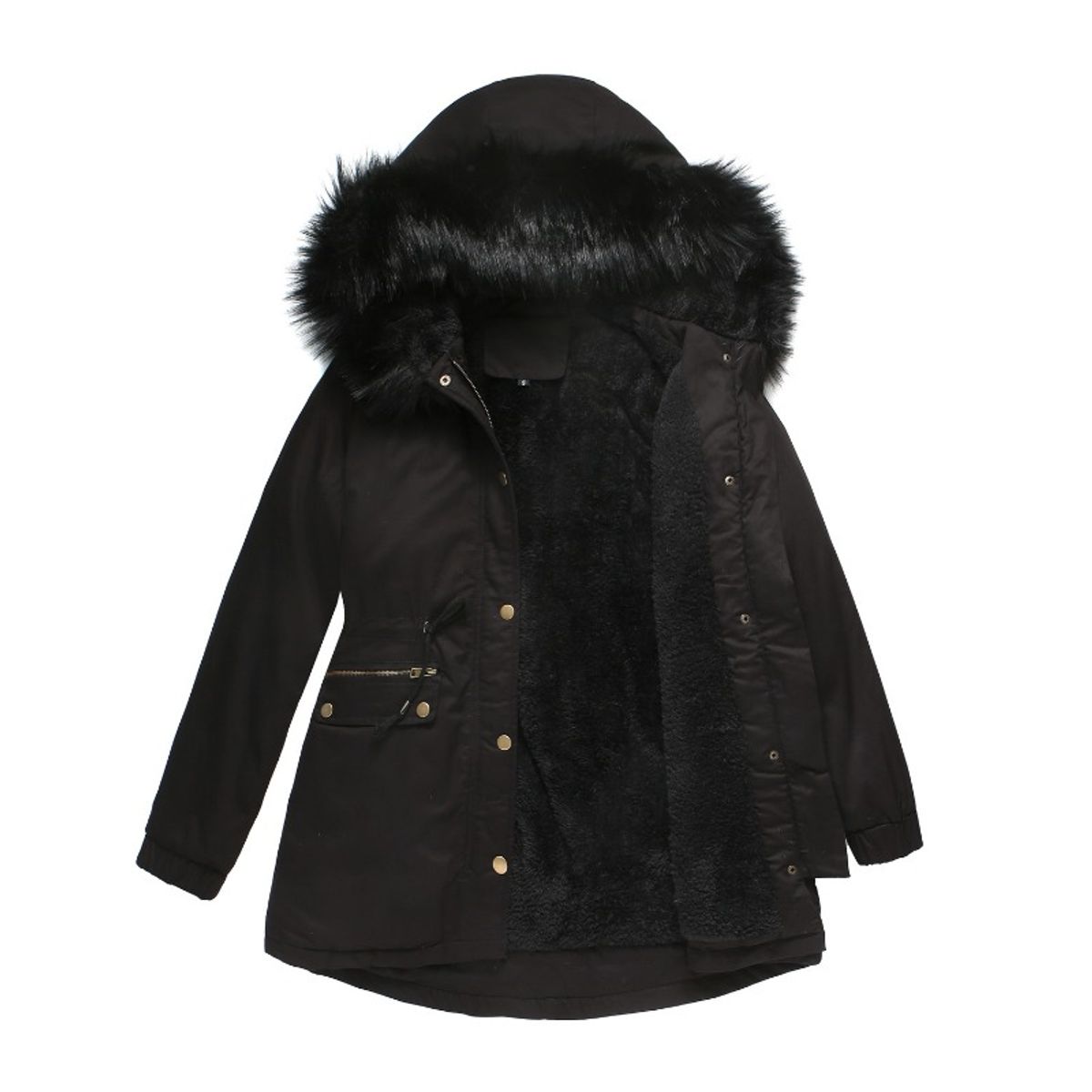 GIOIO - Parka Mujer Pelaje Capucha Polar Oversize Invierno Abrigo