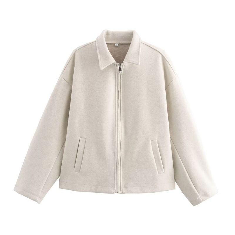 GIOIO - Abrigo Mujer Lana Oversize Cremallera Unicolor Moda