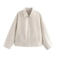 GIOIO - Abrigo Mujer Lana Oversize Cremallera Unicolor Moda
