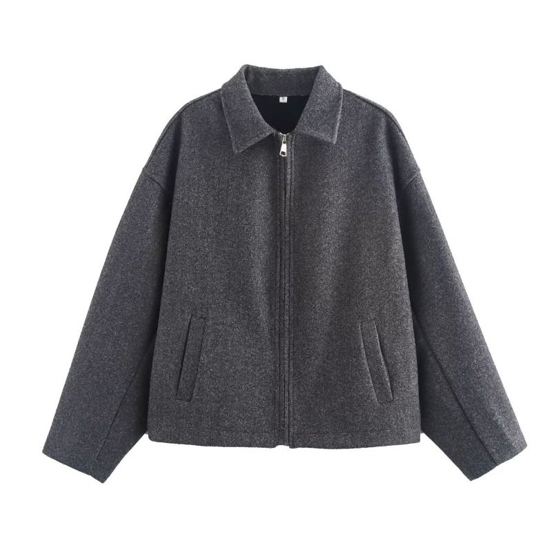 GIOIO - Abrigo Mujer Lana Oversize Cremallera Unicolor Moda