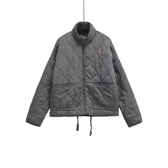 GIOIO - Chaqueta Mujer Algodón Diamante Bolsillos Cuello Alto Holgada