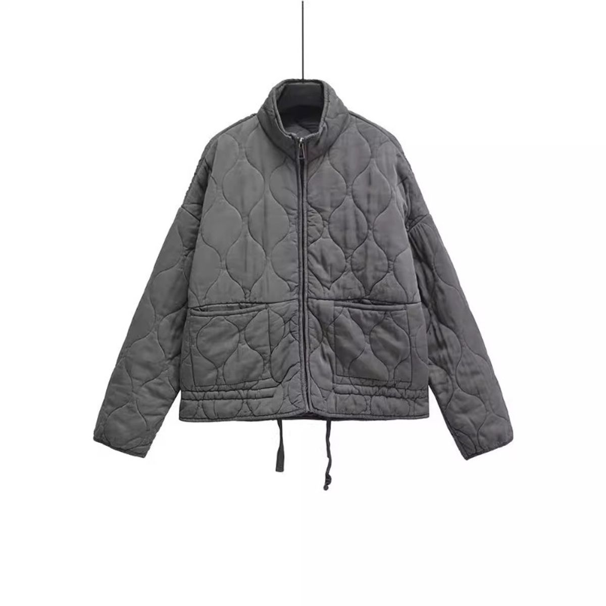 GIOIO - Chaqueta Mujer Algodón Diamante Bolsillos Cuello Alto Holgada