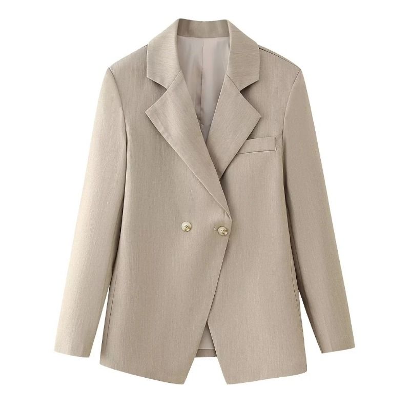 GIOIO - Chaqueta Mujer Solapa Botones Cintura Alta Ajustada Puro Color
