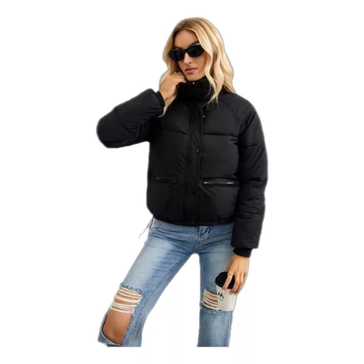 GIOIO - Chamarra Corta De Plumón Para Mujer Chamarra Cálida Y Ligera