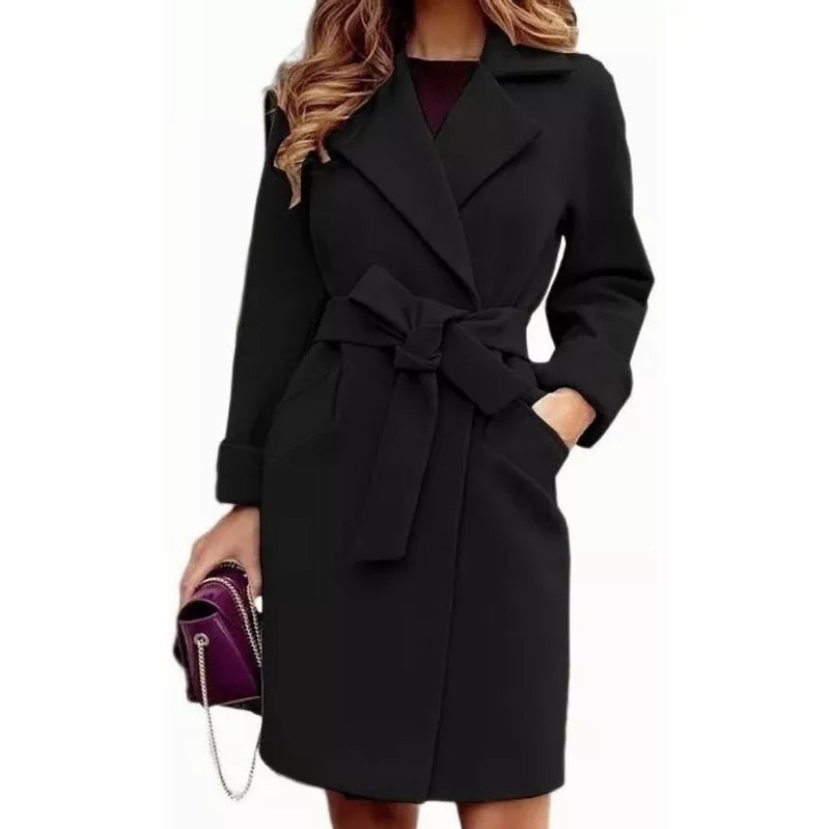 GIOIO - Abrigo De Lana Sintética Mujer Moda Cuello