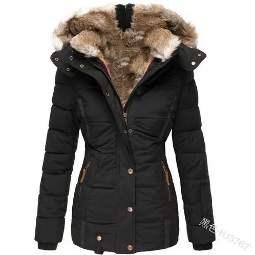 GIOIO - Chaqueta Mujer Algodón Capucha Ajustada Abrigada Invierno