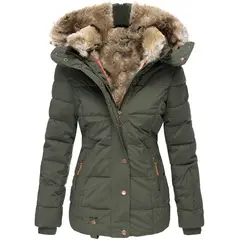 GIOIO - Chaqueta Mujer Algodón Capucha Ajustada Abrigada Invierno