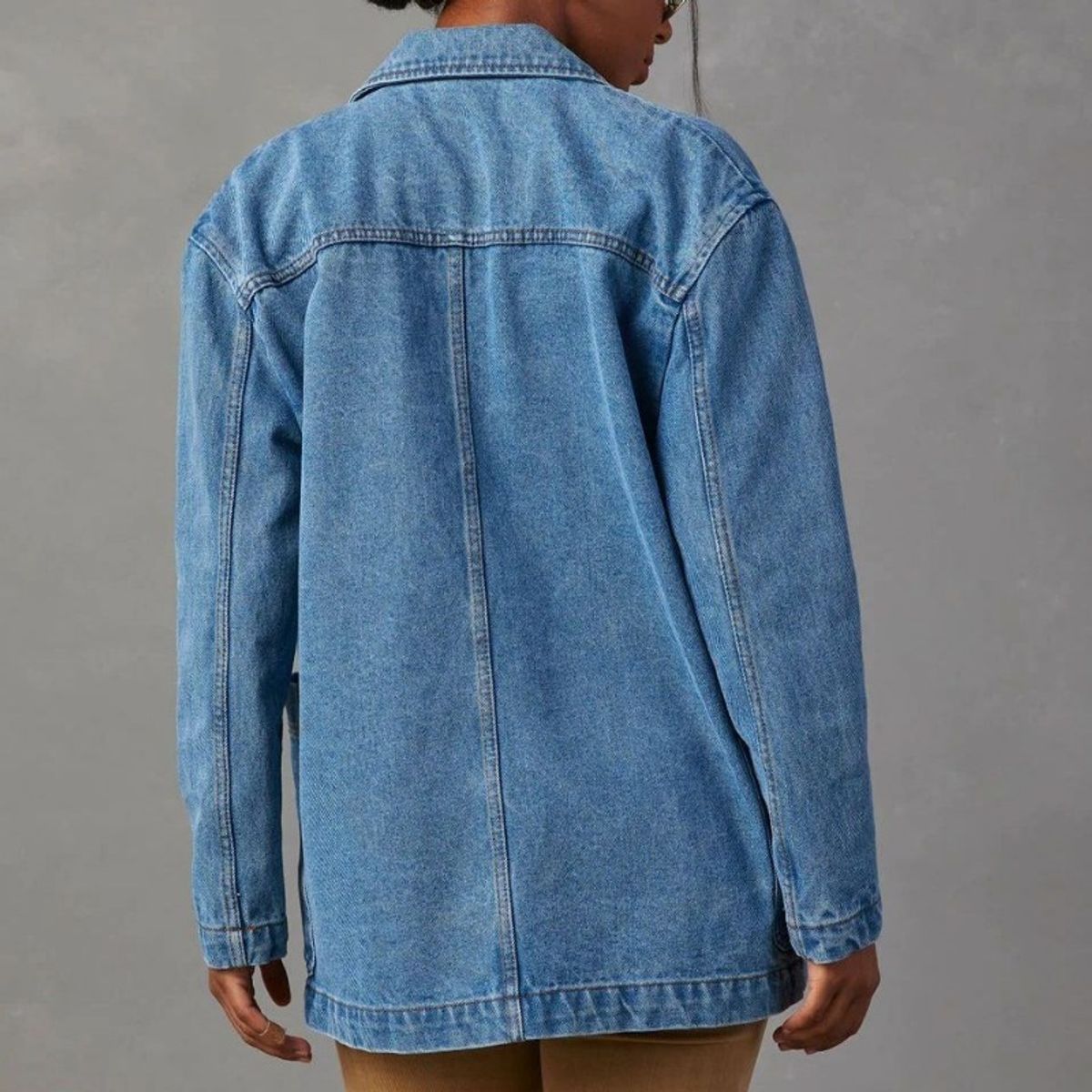 GIOIO - Chaqueta Mujer Denim Lavado Azul Blazer Casual Ajustada