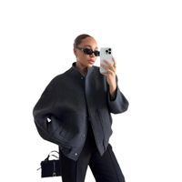 Chaqueta Mujer Bomber Cuello Alto Cierre Oculto Invierno