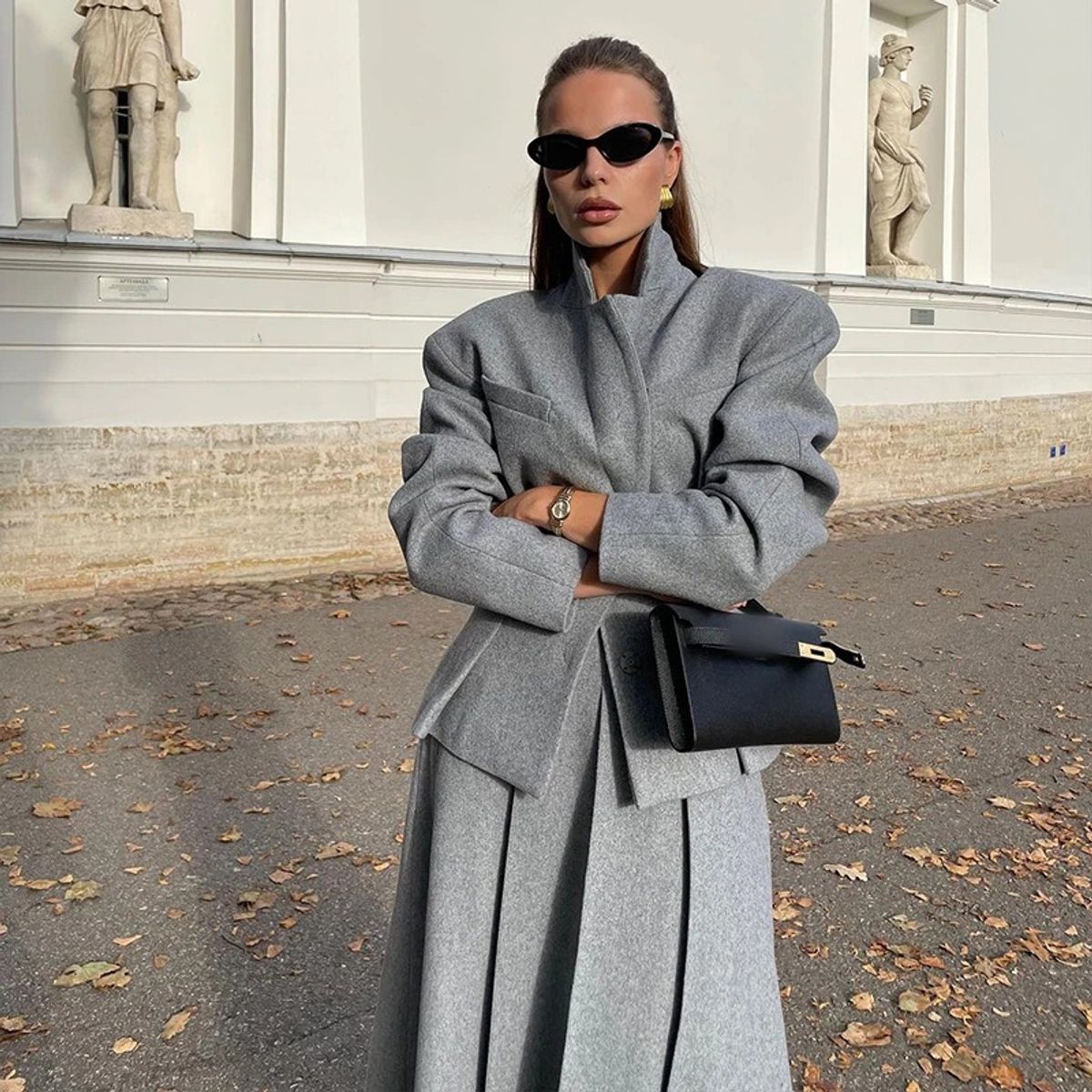 GIOIO - Conjunto Mujer Blazer Ajustado Falda A-line Invierno