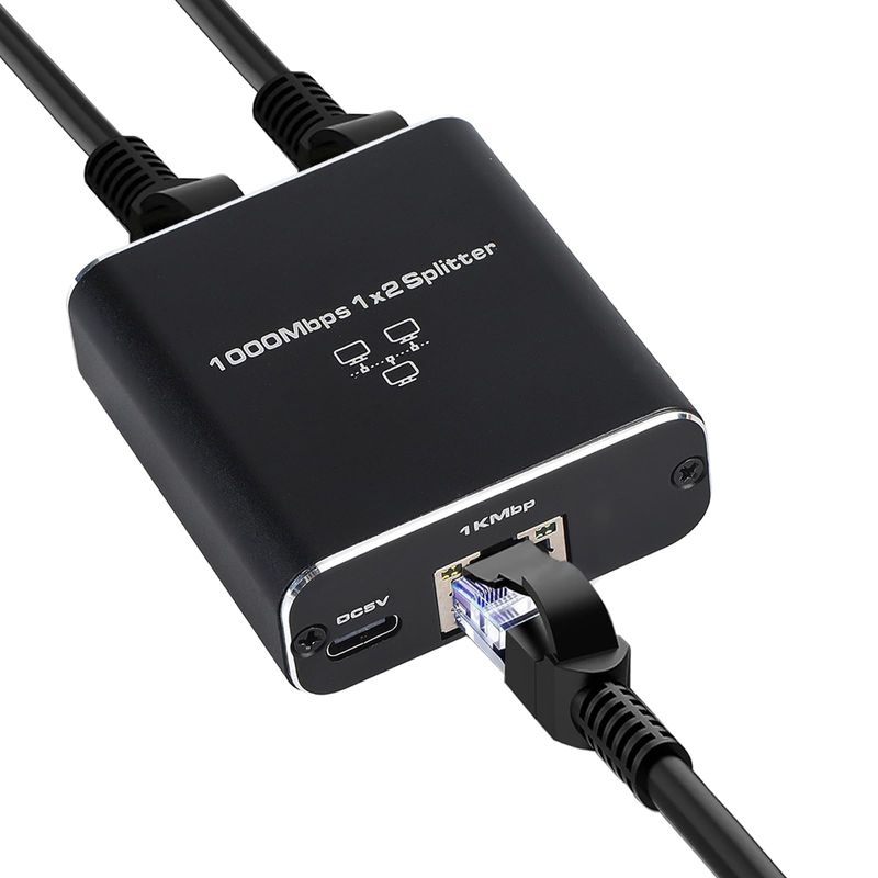 KUANGYE - Adaptador Splitter Red Rj45 Lan Ethernet 1gbps + Cable Carga
