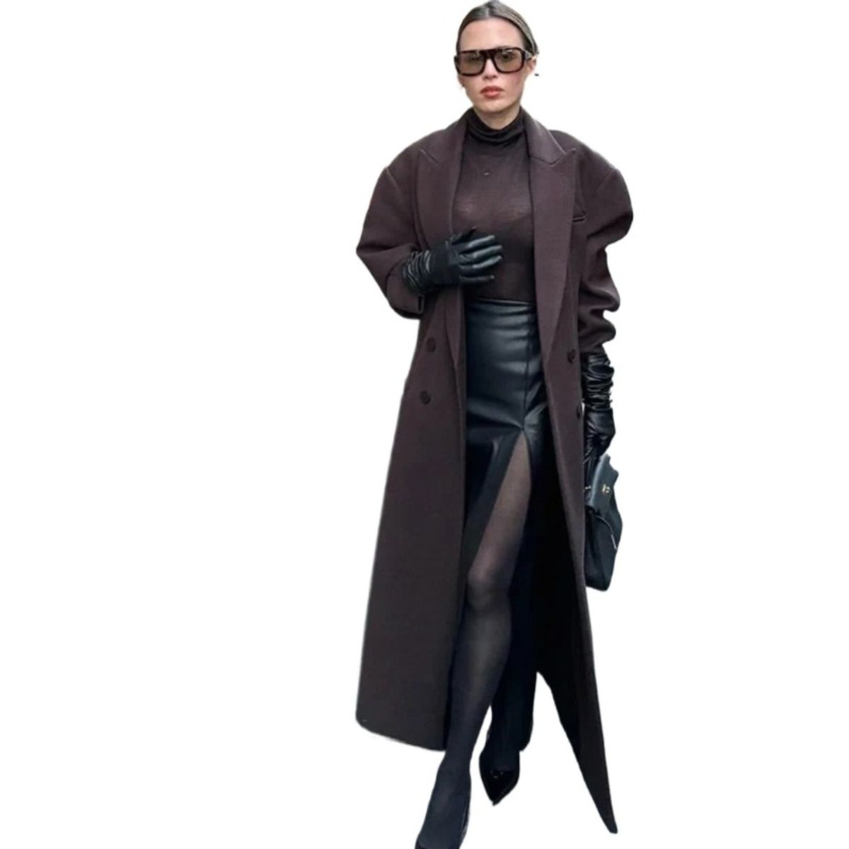 GIOIO - Abrigo Mujer Largo Cuello Solapa Estilo Europeo Elegante para Oficina