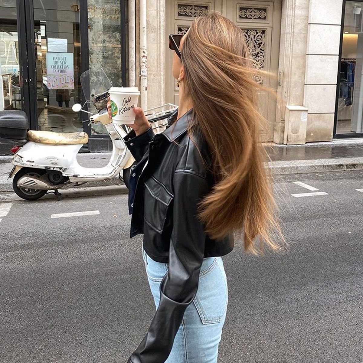 GIOIO - Chaqueta Mujer Crop PU Estilo Europeo Ajustada Nuevo