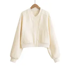 GIOIO - Chaqueta Mujer Crop PU Estilo Europeo Ajustada Nuevo
