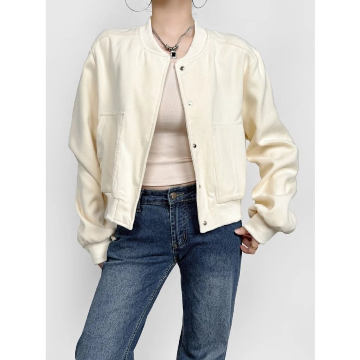 GIOIO - Chaqueta Mujer Crop PU Estilo Europeo Ajustada Nuevo