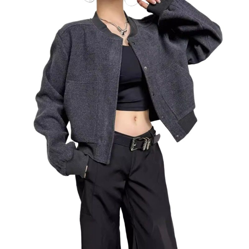 GIOIO - Chaqueta Mujer Crop Cuero Estilo Europeo Ajustada Nuevo