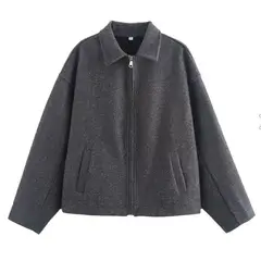 GIOIO - Chaqueta Corta Mujer Cremallera Manga Larga Marrón Retro Casual