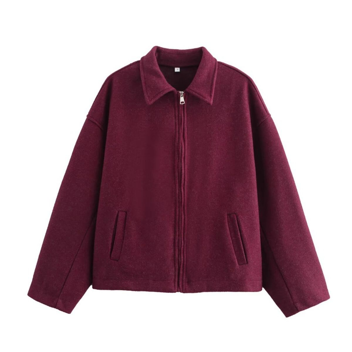 GIOIO - Chaqueta Corta Mujer Cremallera Manga Larga Marrón Retro Casual