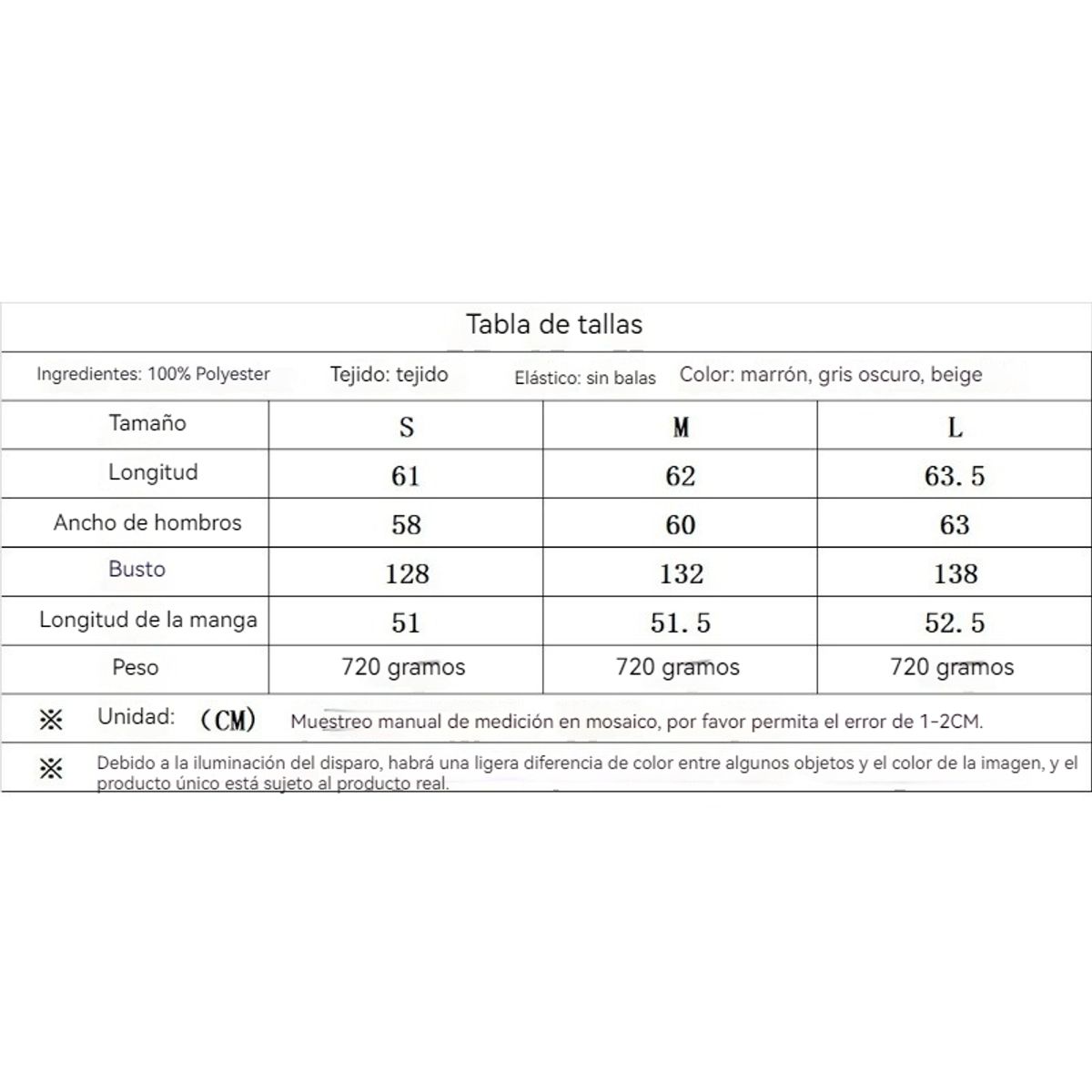 GIOIO - Chaqueta Corta Mujer Cremallera Manga Larga Marrón Retro Casual