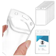 KUANGYE - Porta Credenciales Transparente Perforación Vertica 100pcs