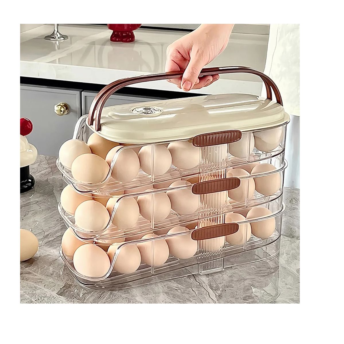 EVERSO - Organizador De Huevos 2 Niveles 32 Unidades Porta Huevos-