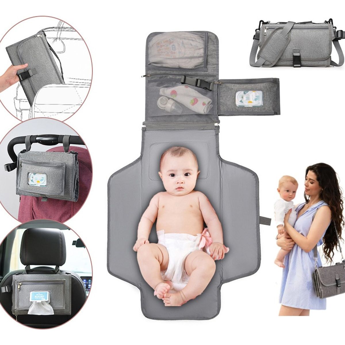 EVERSO - Mudador Portátil Impermeable Bebé Cambiador Pañales Plegable-