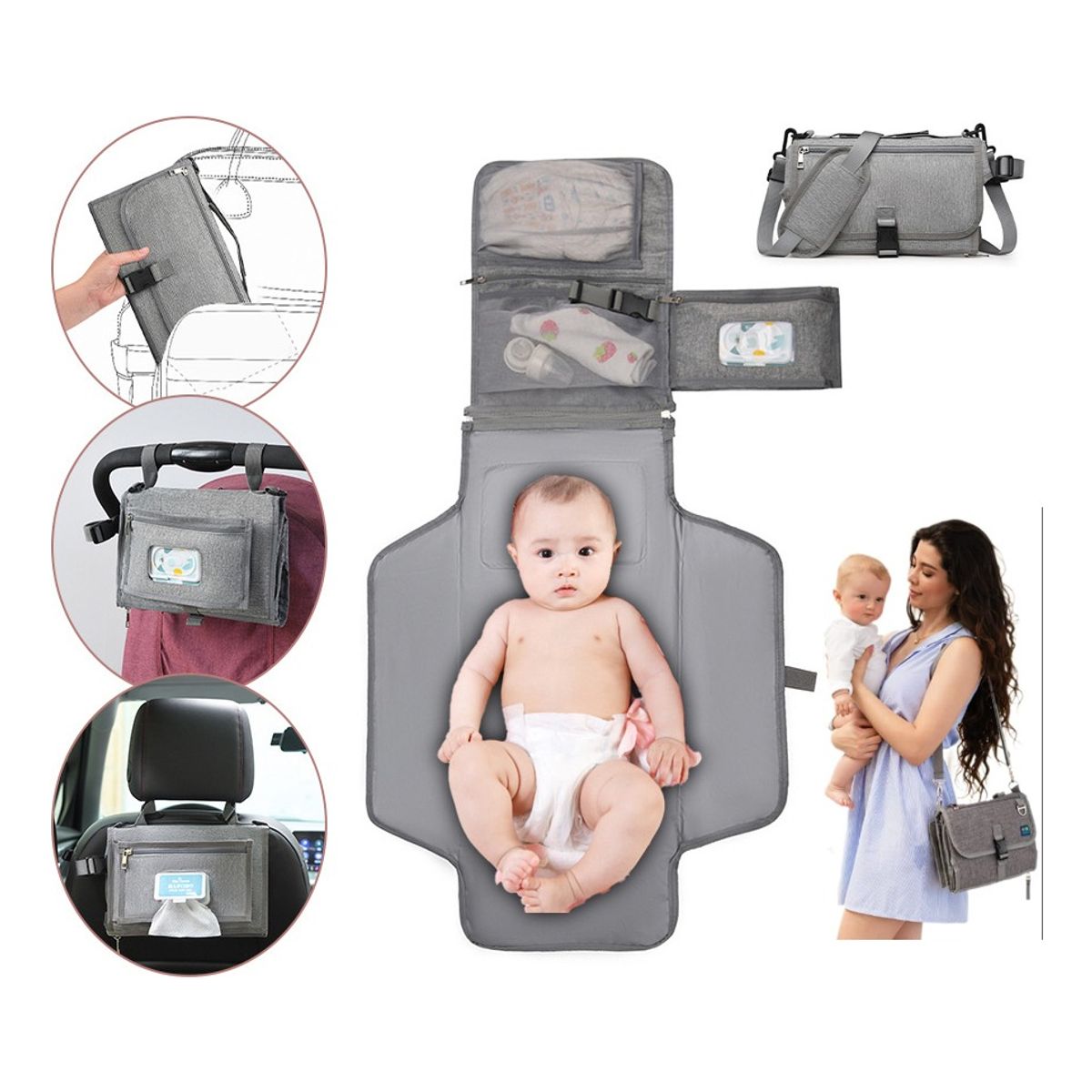 EVERSO - Mudador Portátil Impermeable Bebé Cambiador Pañales Plegable-