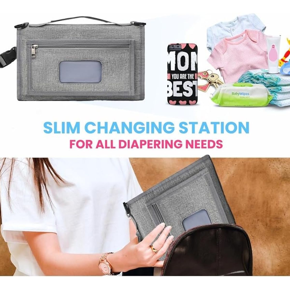 EVERSO - Mudador Portátil Impermeable Bebé Cambiador Pañales Plegable-